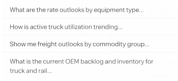 rate outlooks, active truck utilization - key questions